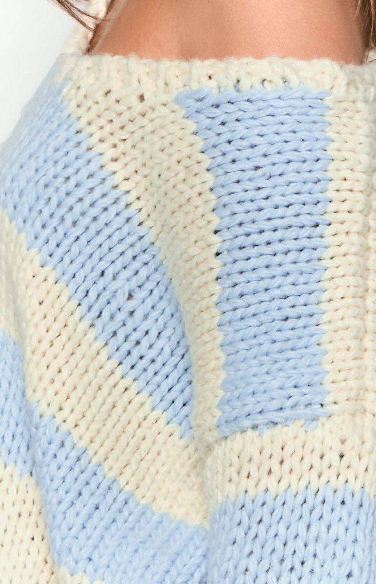 Delvey Light Blue Striped Chunky Knit Sweater BACK ON 10/16 Image