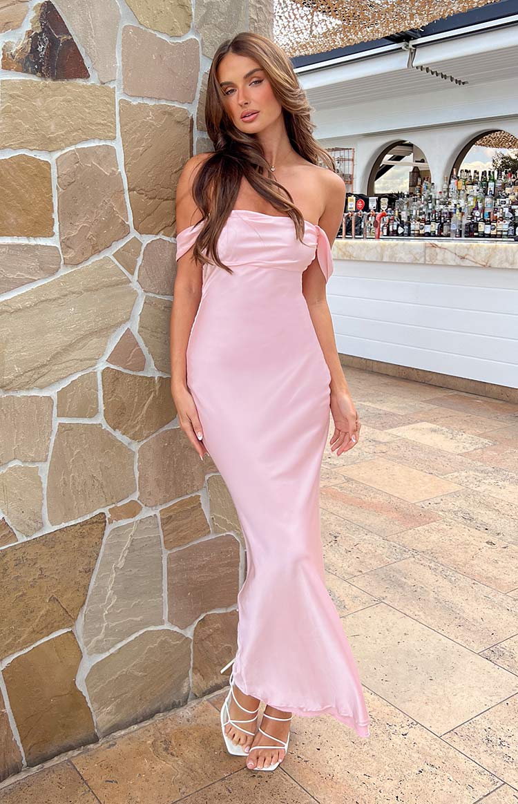 Mila Glitter Split Gown - Light Pink – Dressmezee