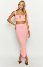 Ellah Pink Knit Midi Skirt Image