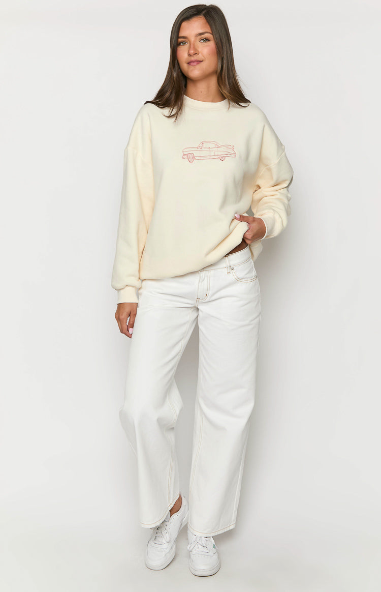 Elodie Cream Crew Neck Sweater Beginning Boutique US