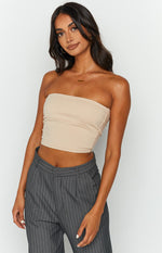 Empire Tan Strapless Top – Beginning Boutique US