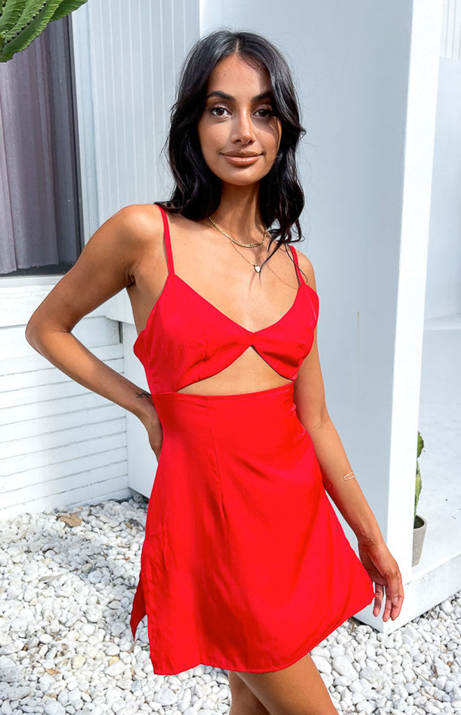 Escapade Red Mini Dress – Beginning Boutique US