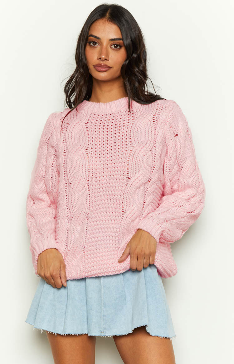 Della Pink Off The Shoulder Long Sleeve Knit Top – Beginning Boutique US