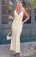 Farida Yellow Lace Maxi Dress Image