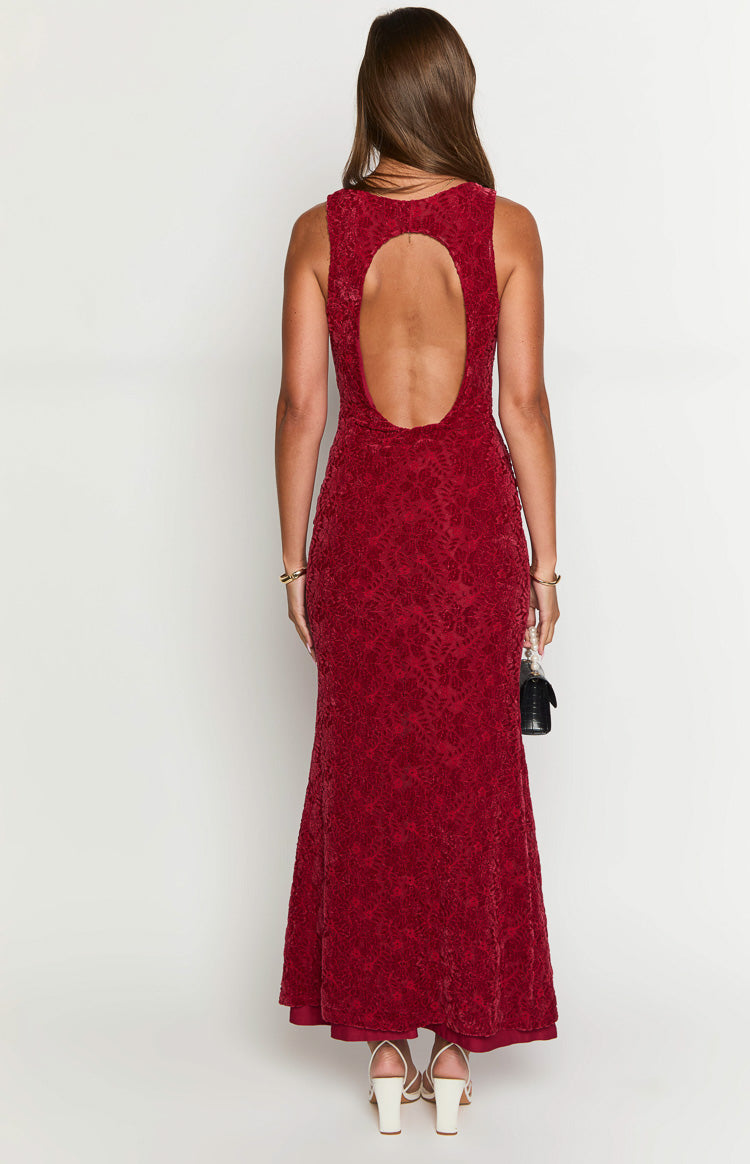 Farida Red Lace Maxi Dress Image