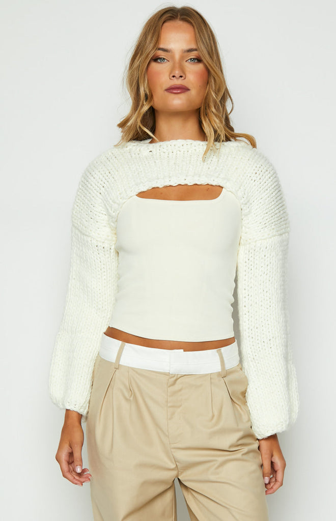 Ferla Cream Knit Shrug – Beginning Boutique US