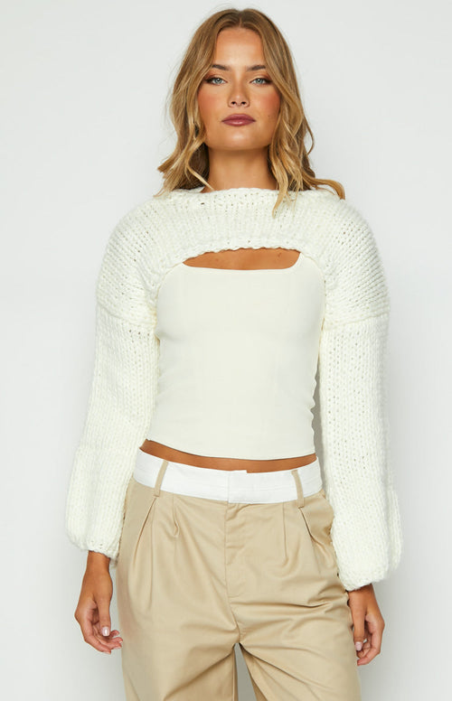 Ferla Cream Knit Shrug – Beginning Boutique US