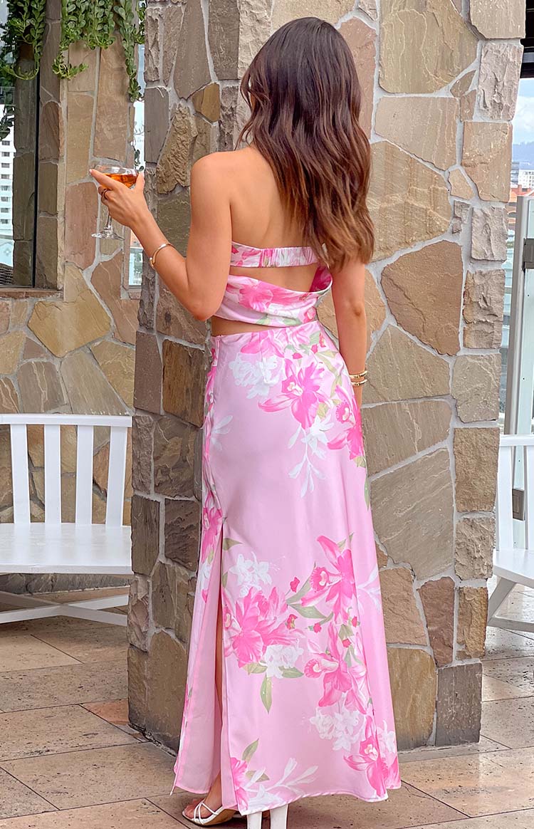 Genevieve Pink Floral Print Maxi Skirt Image