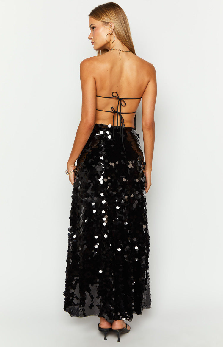 Genevieve Black Sequin Maxi Skirt Image