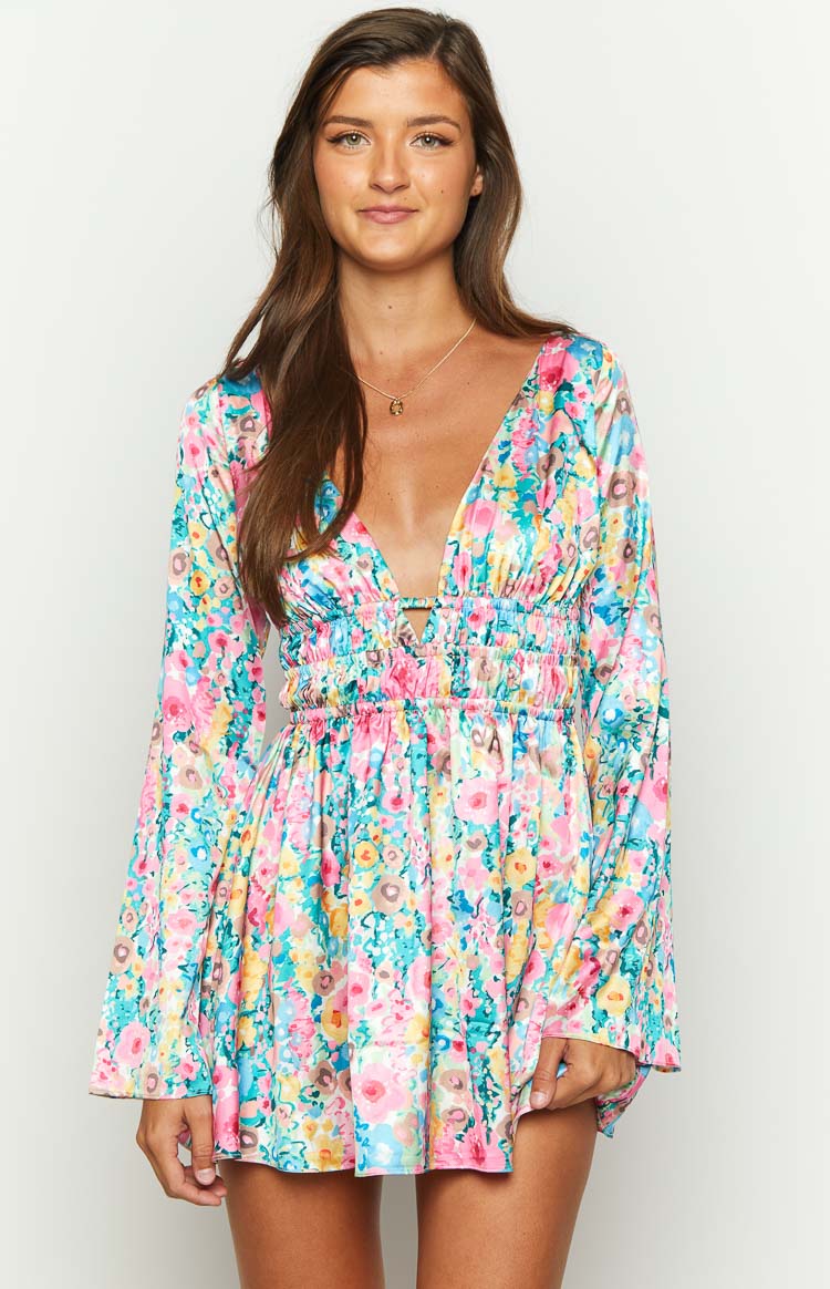 Genovia Floral Long Sleeve Mini Dress Image