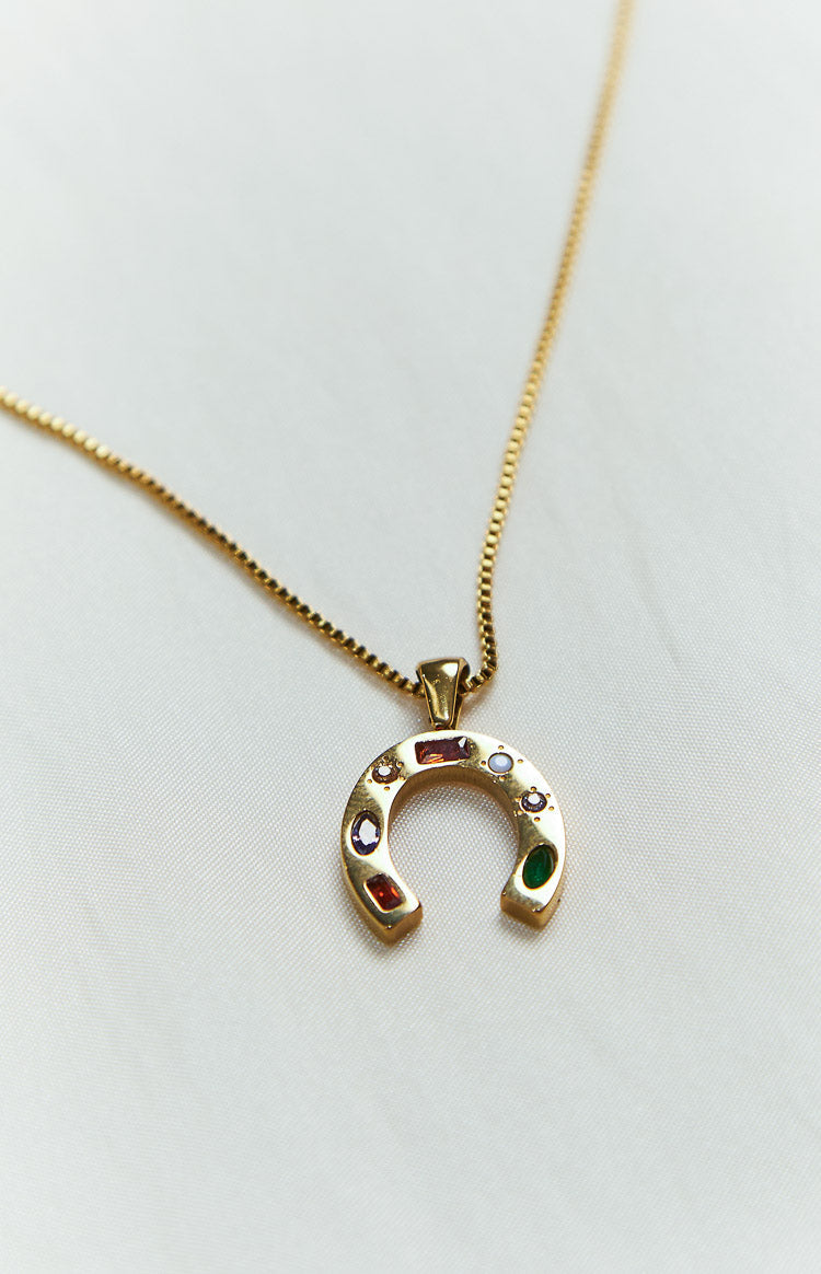 Georgia Gold U-Shaped Horseshoe Pendant Necklace Image