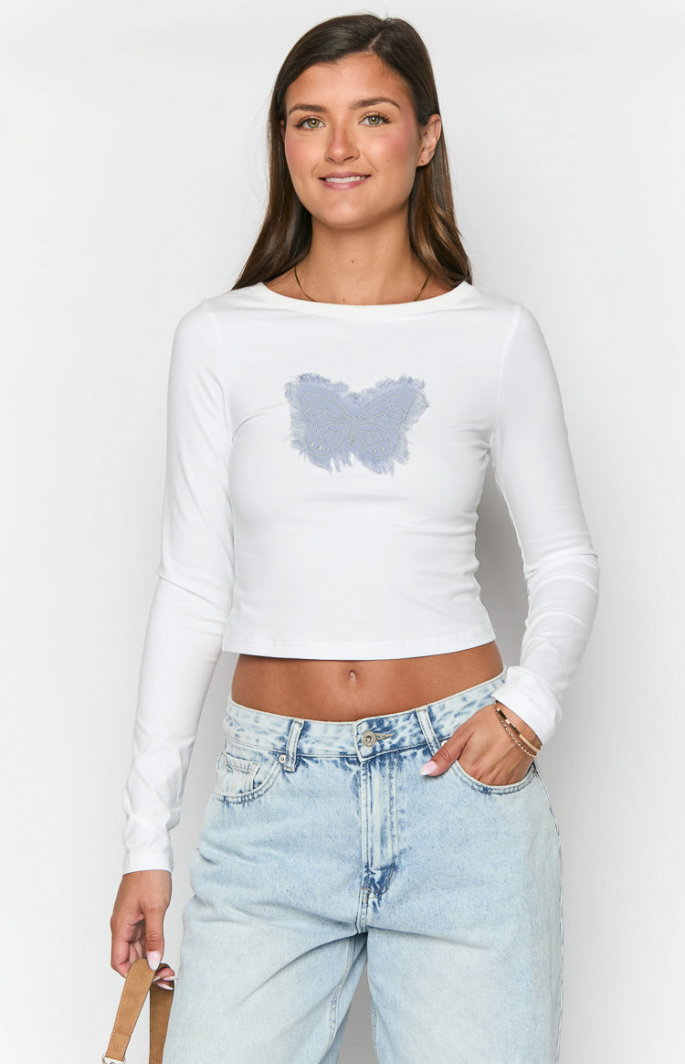 Harmonie White Long Sleeve Top Image