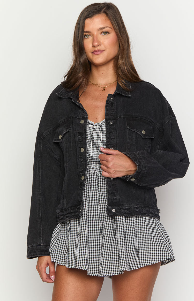 Hugo Black Oversized Denim Jacket Image