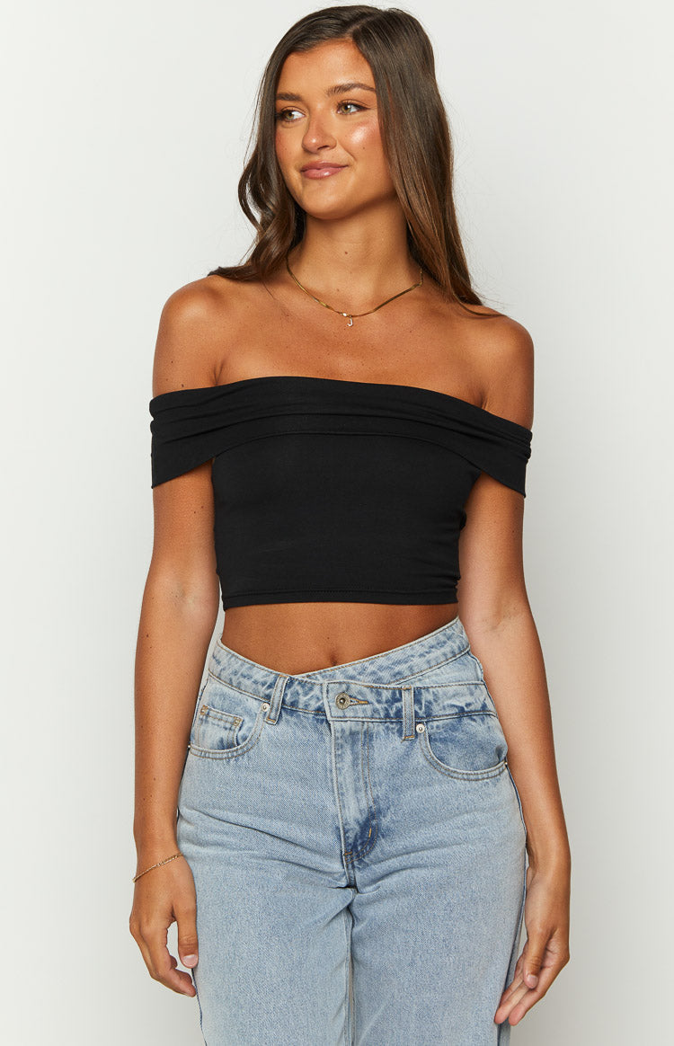 Off the shoulder crop Fashionable temperament high-end elegant trend store