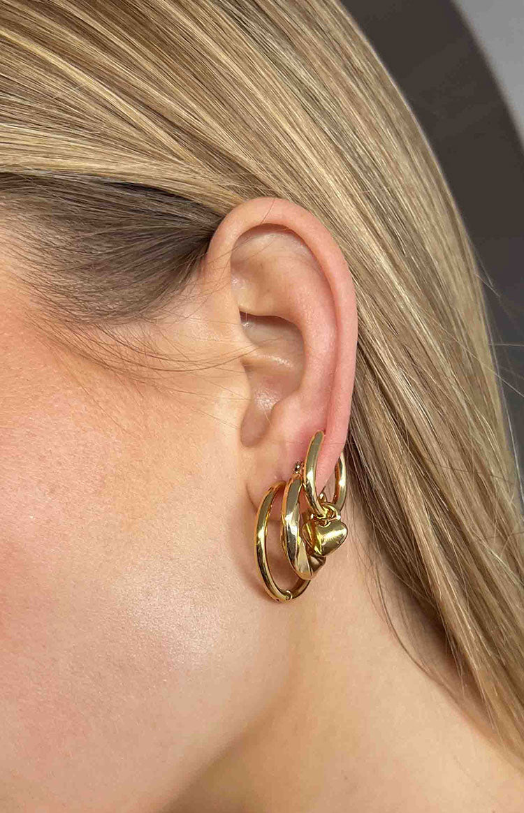 Harpie Gold Hoop Earrings 3 Pack Image