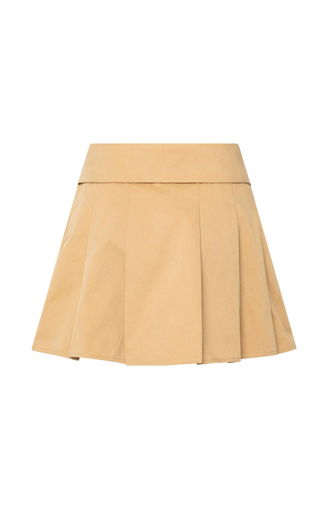 Haylen Tan Pleated Mini Skirt – Beginning Boutique US