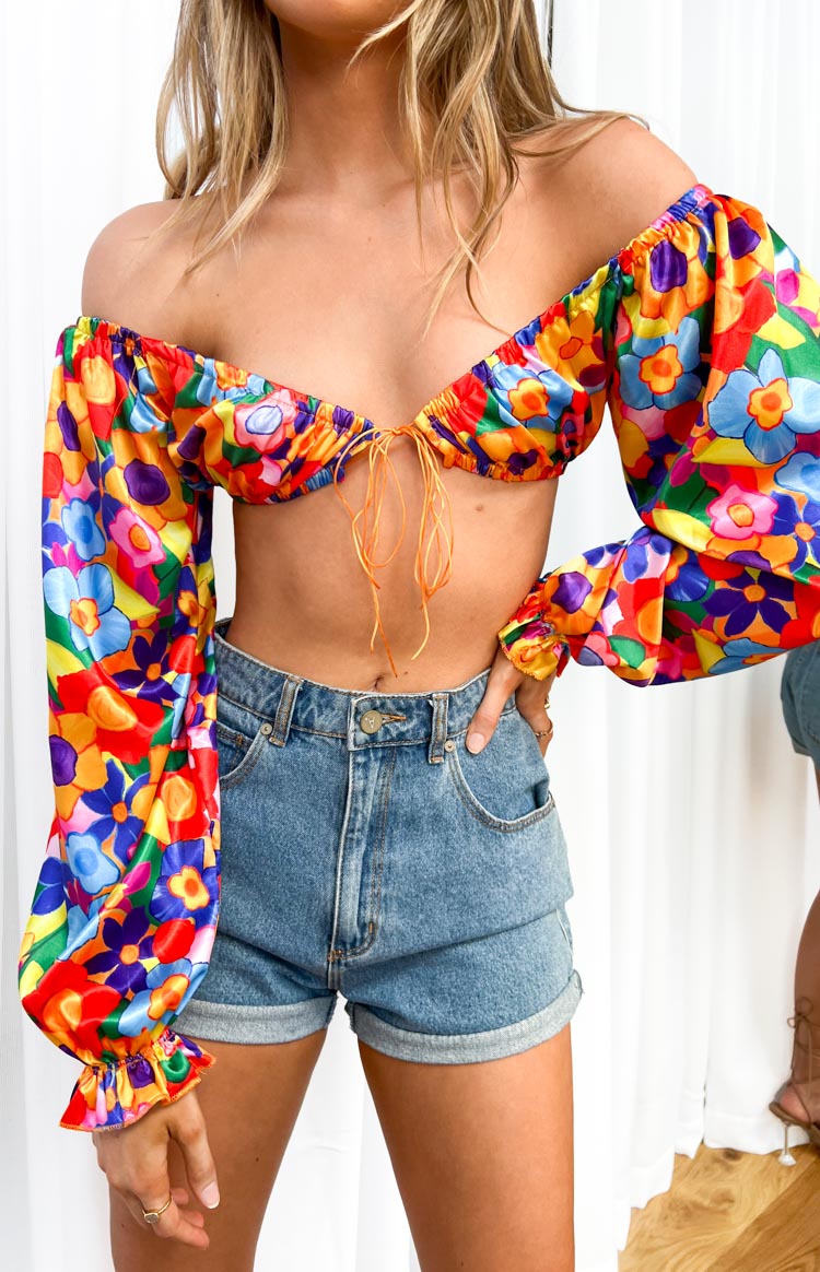 Groovy Blooms Knotted Crop Top