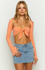 Houston Orange Strapless Crop Top And Bolero Image