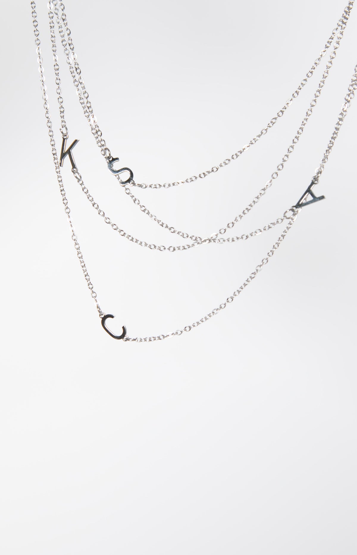 Icy Elegance SIlver Stainless Steel Initial Necklace Image