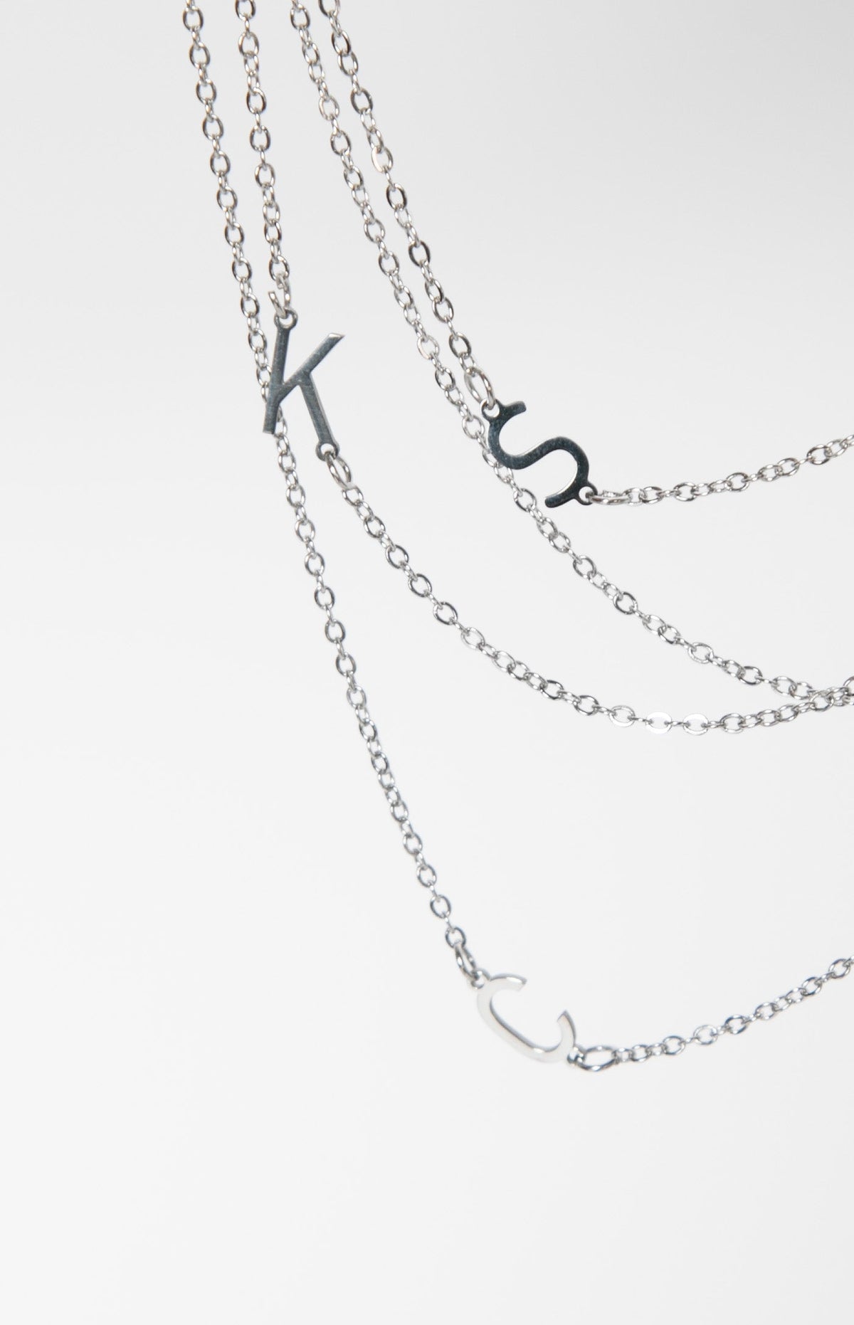 Icy Elegance SIlver Stainless Steel Initial Necklace Image