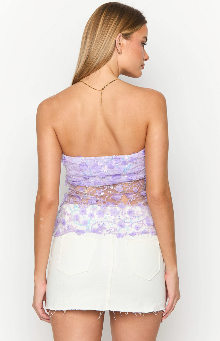 Isabella Purple Sequin Strapless Top Image