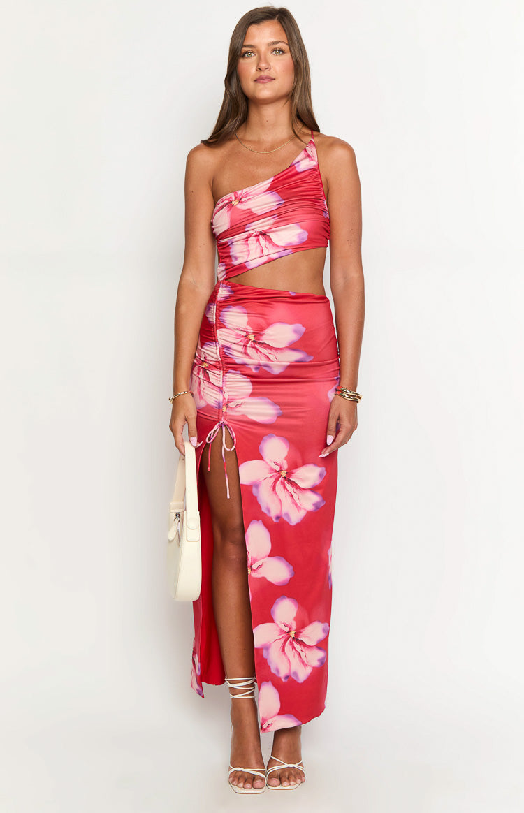 Jaden Red Crimson Paradise Maxi Dress Image