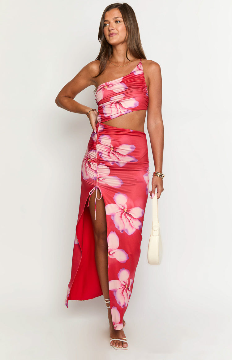 Jaden Red Crimson Paradise Maxi Dress Image