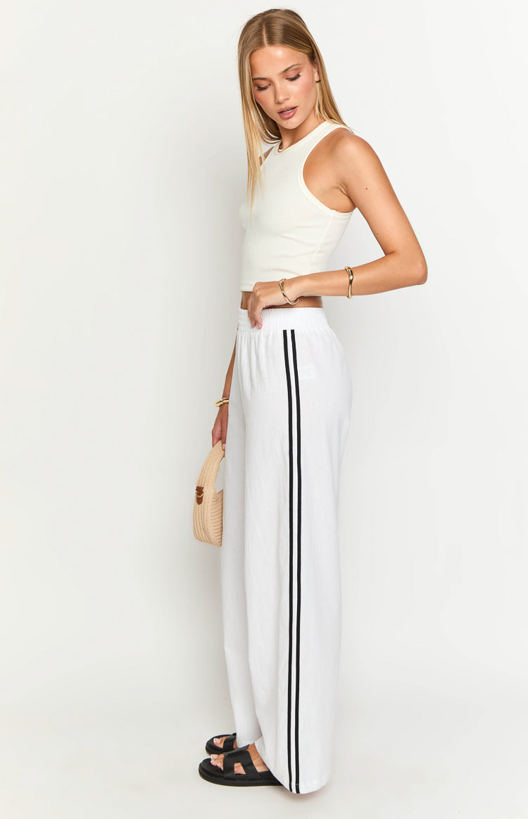 Jenner White Linen Blend Pants Image