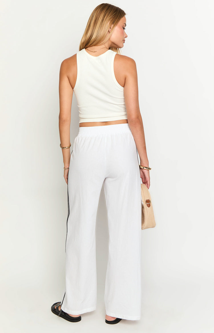 Jenner White Linen Blend Pants Image