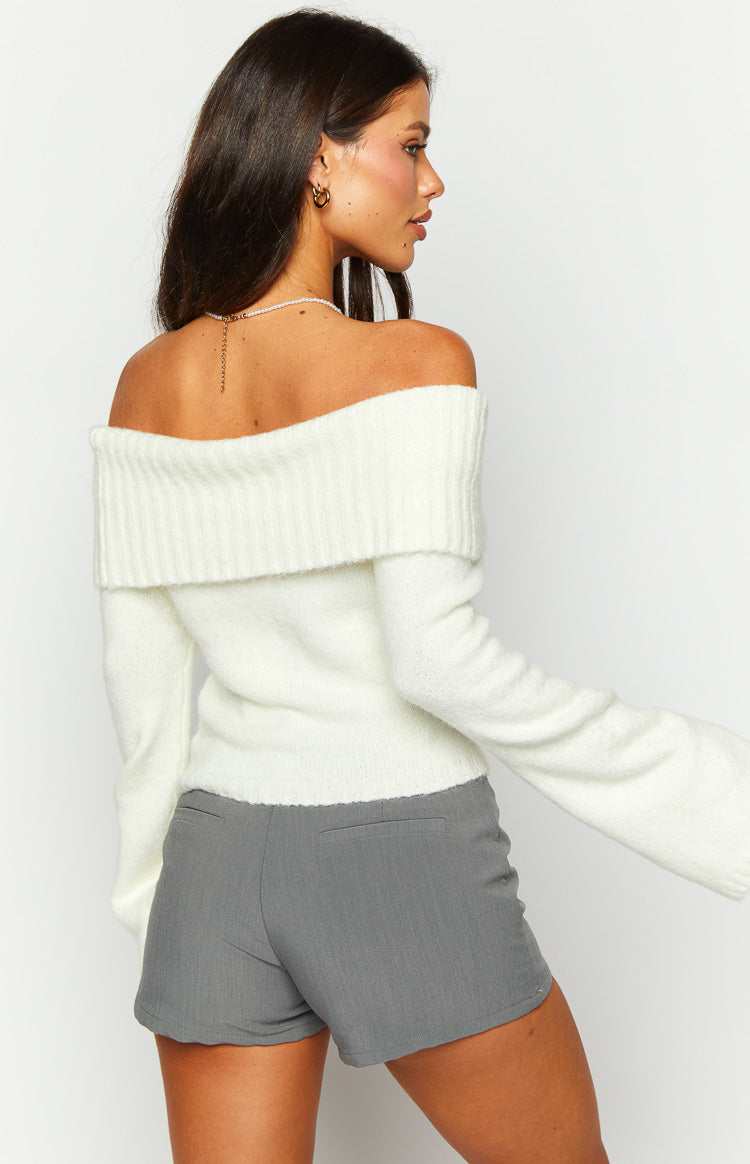 Joey Cream Off Shoulder Sweater Shop Jumpers by Beginning Boutique