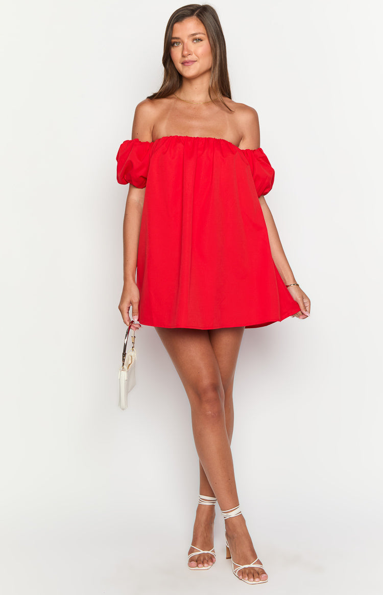 Jozette Red Off The Shoulder Mini Dress Image