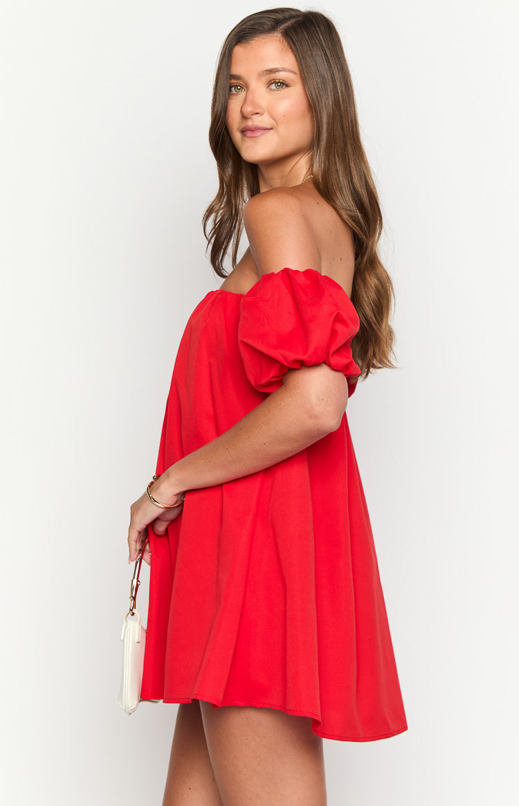 Jozette Red Off The Shoulder Mini Dress Image