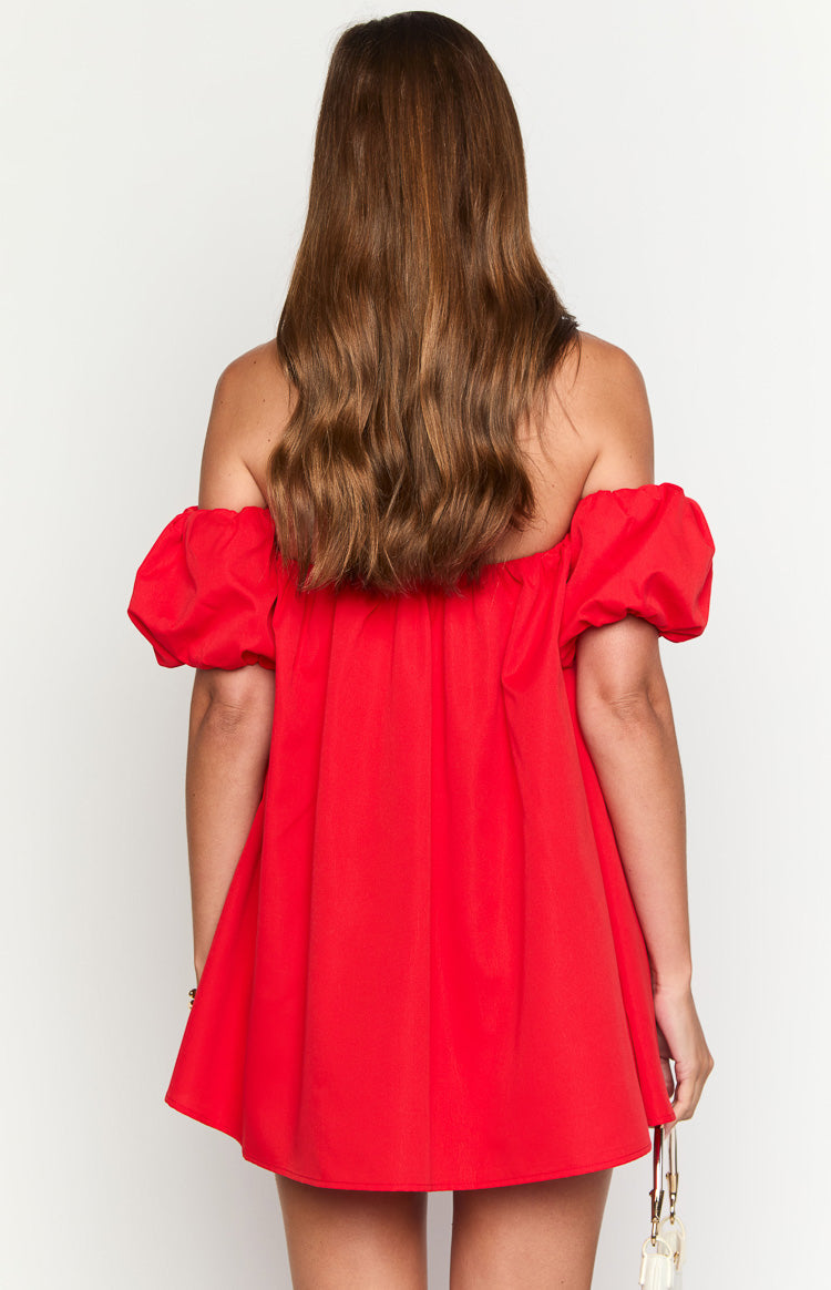 Jozette Red Off The Shoulder Mini Dress Image