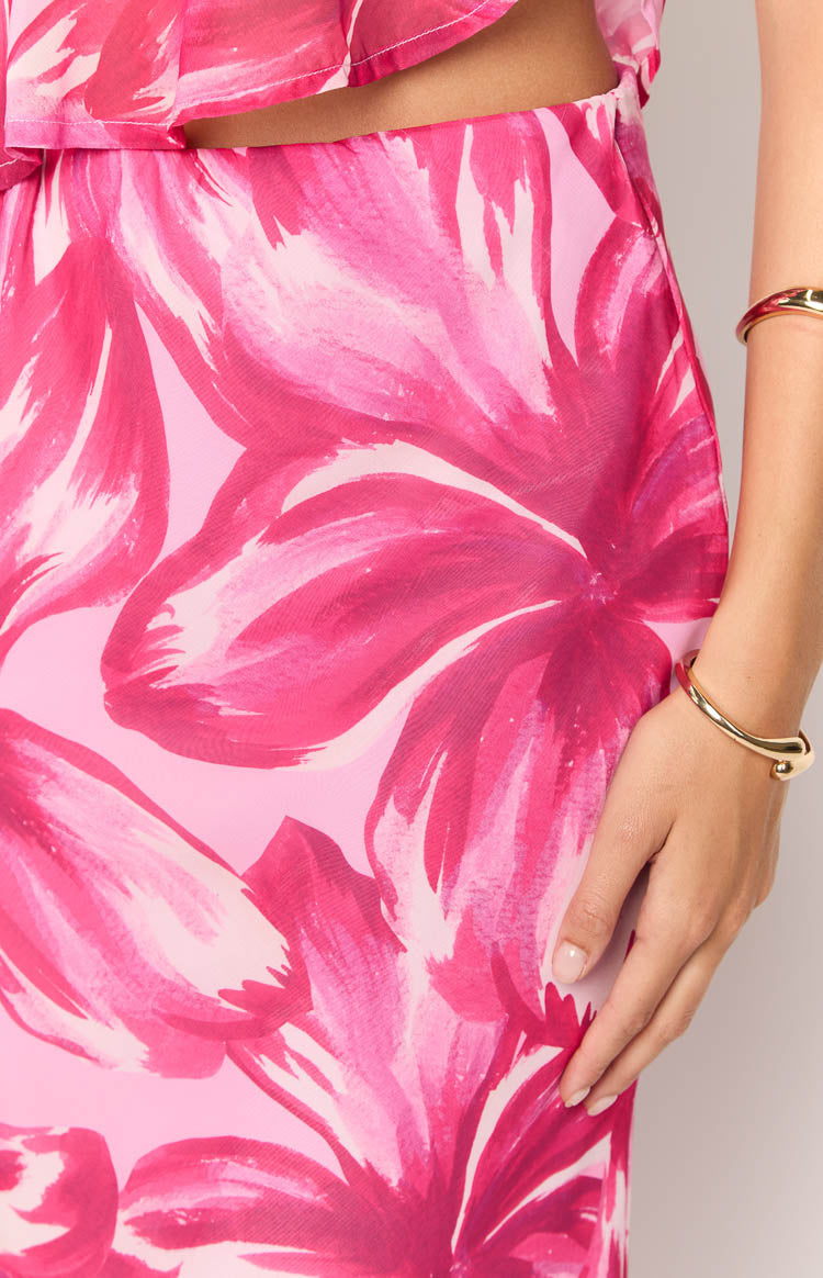 Karla Pink Floral Maxi Skirt Image