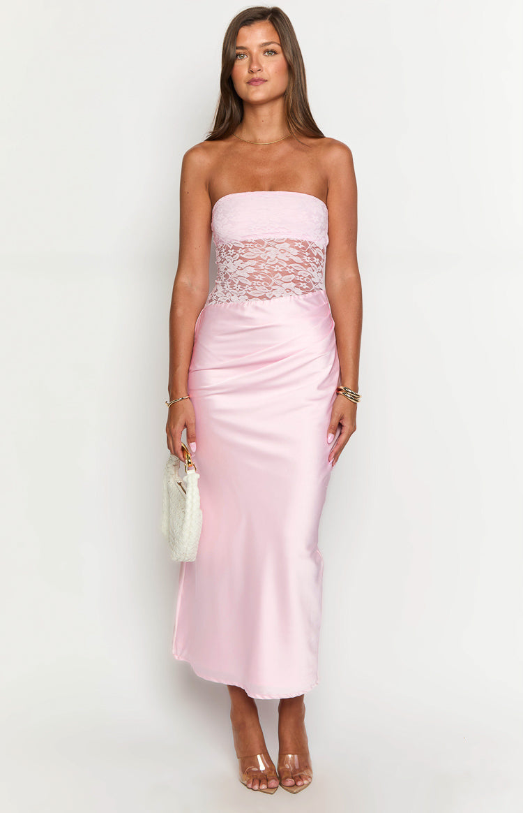 Kevin Pink Lace Maxi Dress Image