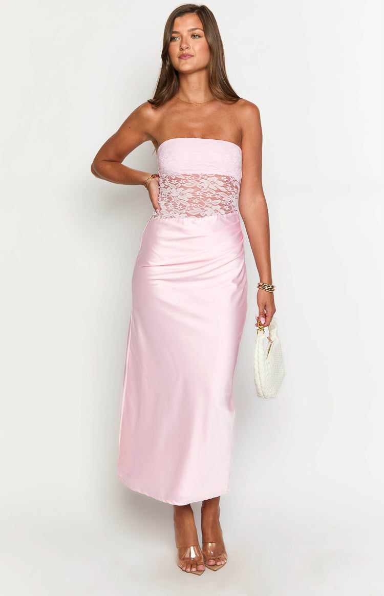 Kevin Pink Lace Maxi Dress Image