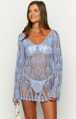 Tulip Blue Crochet Mini Dress – Beginning Boutique US