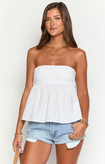 Klee White Strapless Tie Back Top Image