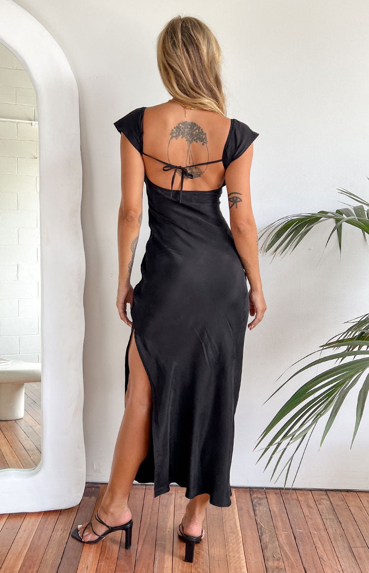 Kora Short Sleeve Black Maxi Dress Image