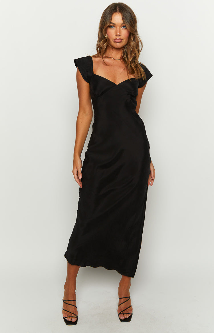 Kora Short Sleeve Black Maxi Dress Image