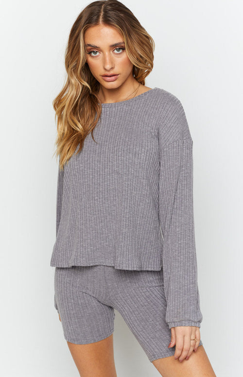 Lazy Sundays Long Sleeve Knit Grey – Beginning Boutique US