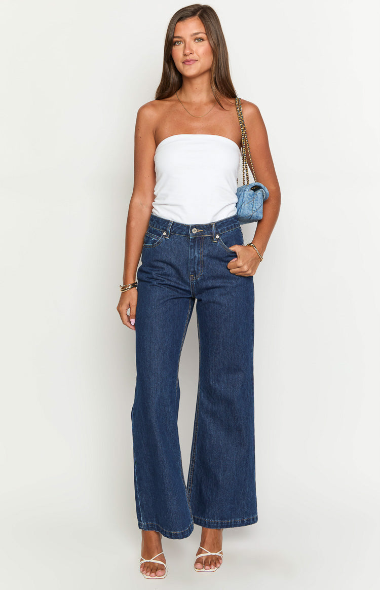 Lenny Dark Blue Denim Flare Jeans Image