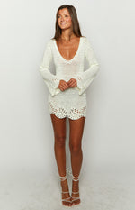 Boston White Crochet Mini Dress – Beginning Boutique US
