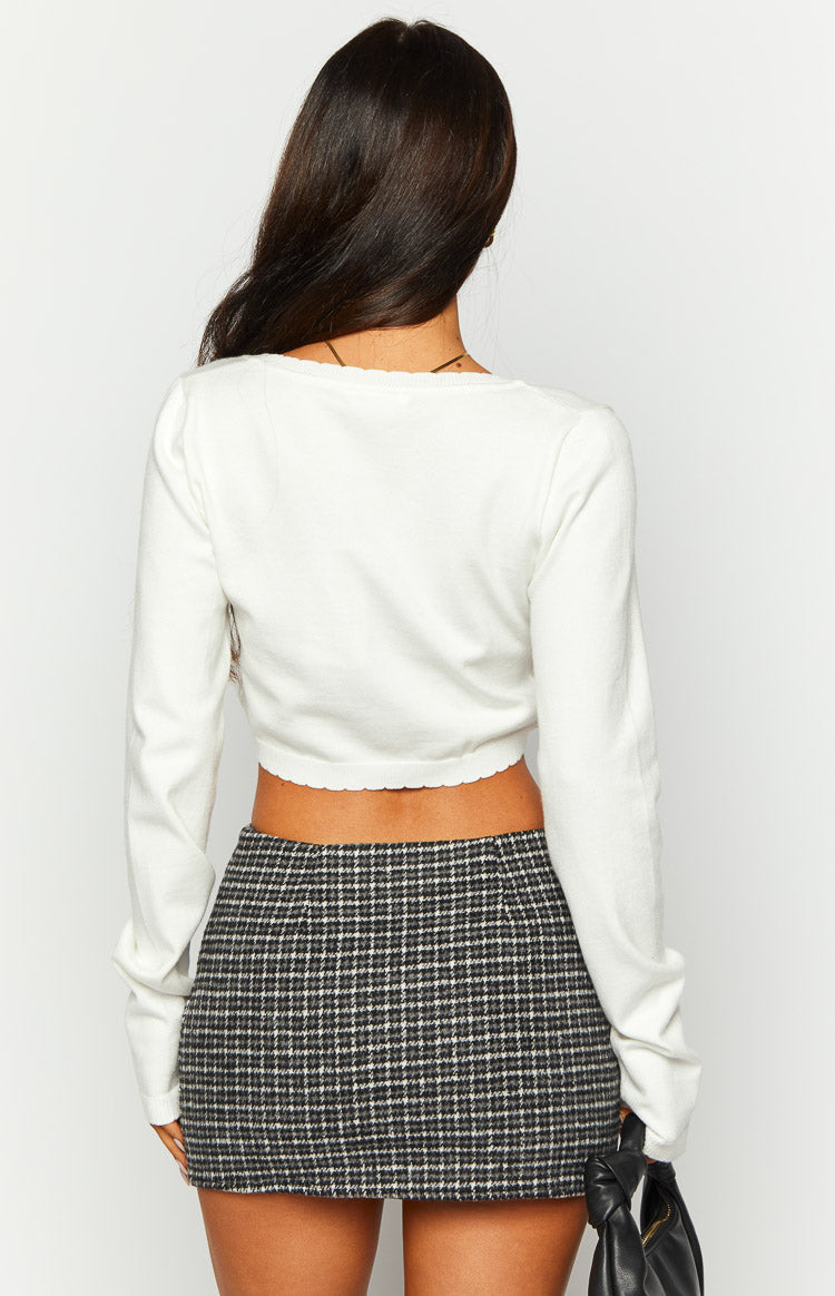 Liam White Long Sleeve Crop Top Image