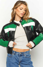 Lioness Green Nueve Biker Jacket – Beginning Boutique US