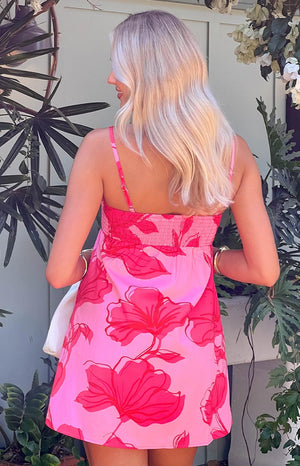 Lotus Love Affair Pink Floral Mini Dress