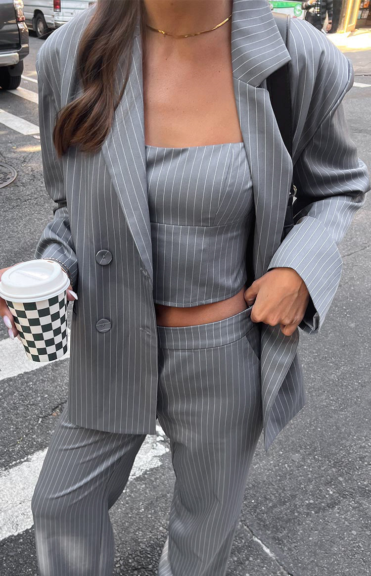 Louis Grey Striped Blazer Image