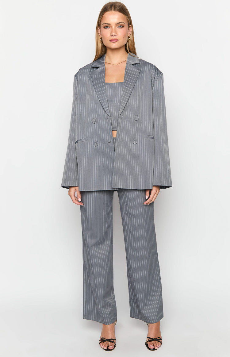 Louis Grey Striped Blazer Image