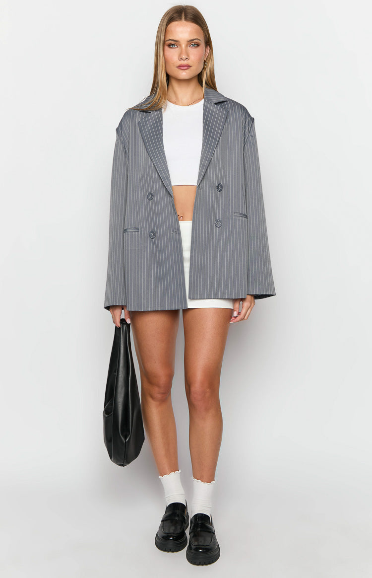 Louis Grey Striped Blazer Image