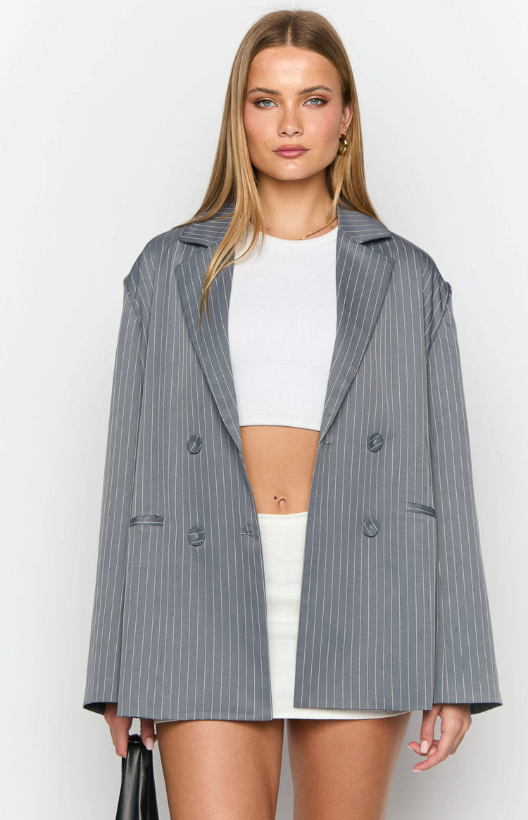 Louis Grey Striped Blazer Image